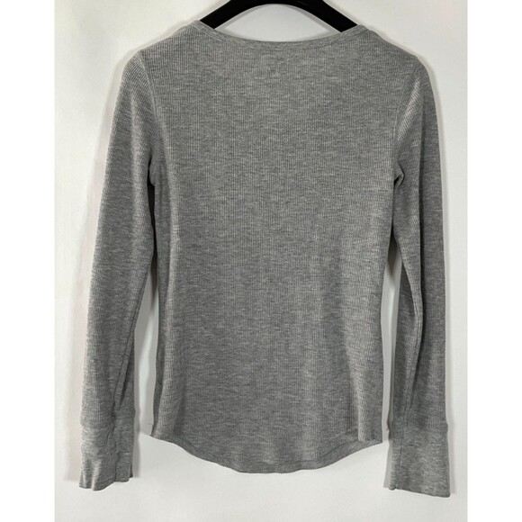 SO Henley Shirt Womens Large Y2k 90s Graphic Print Waflle Knit Long Sleeve Large - Picture 6 of 8